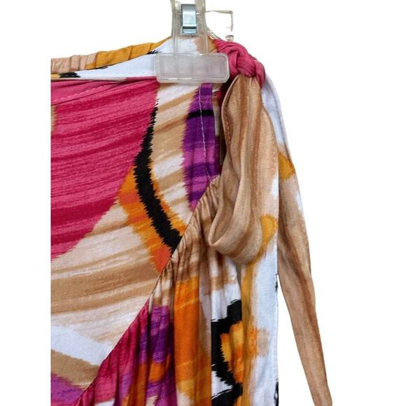 Rachel Zoe printed long wrap skirt, small, tiered, tropical, coastal, vacation - Picture 3 of 5